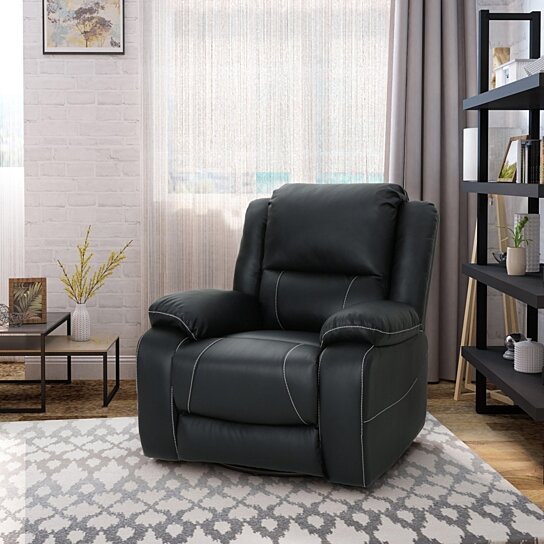 Teresa Classic Tufted Leather Swivel Recliner
